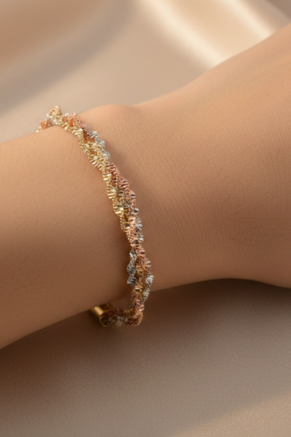 Gyllenblomst armbånd i rustfritt stål med flerfarget finish, justerbart 15+5 cm