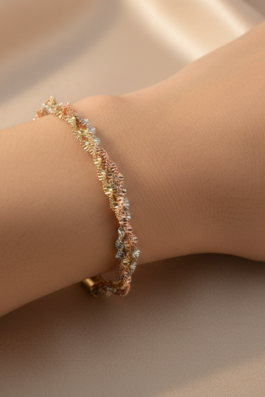 Gyllenblomst armbånd i rustfritt stål med flerfarget finish, justerbart 15+5 cm