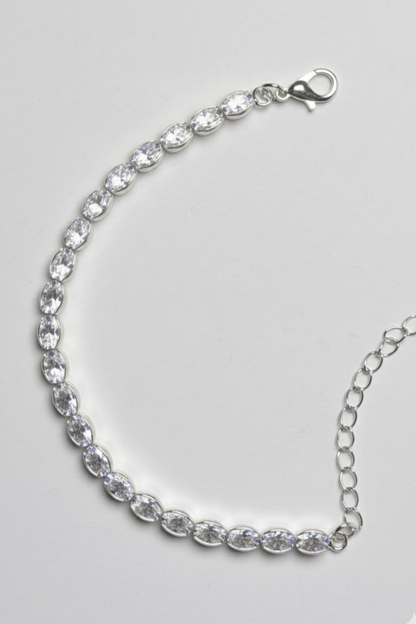 Isla Zirkonia Tennis Armbånd – Sølvfarget, Justerbart 14 + 5 cm | Smykkefeber
