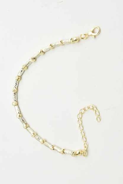 Zinnia armbånd i rustfritt stål med tofarget design, justerbart 15+5 cm