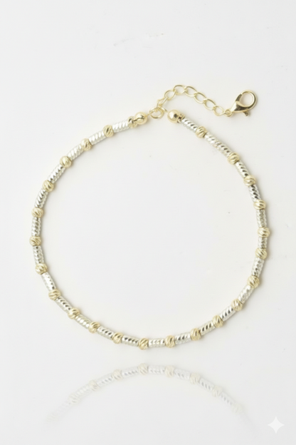 Zinnia armbånd i rustfritt stål med tofarget design, justerbart 15+5 cm