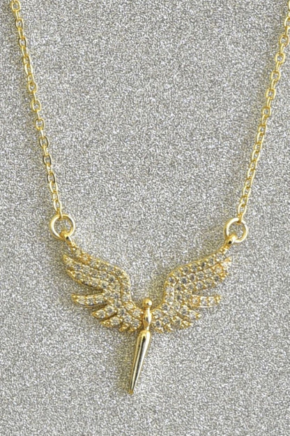 Englevinger halskjede i gullfarge, stål, 46 cm + 5 cm, med et delikat englevingeanheng.