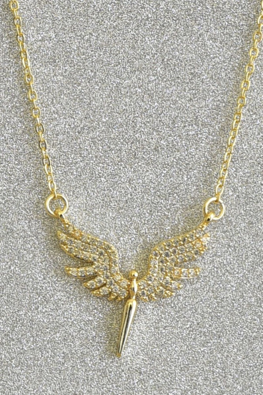 Englevinger halskjede i gullfarge, stål, 46 cm + 5 cm, med et delikat englevingeanheng.
