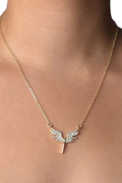 Englevinger halskjede i sølvfarge, stål, 46 cm + 5 cm, med et delikat englevingeanheng.