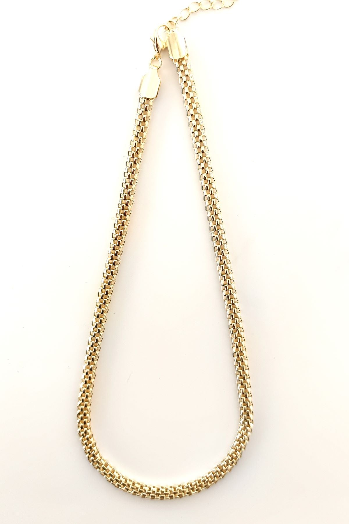 Rhea gul stålkjede, 37 cm + 5 cm, elegant og slitesterkt smykke.