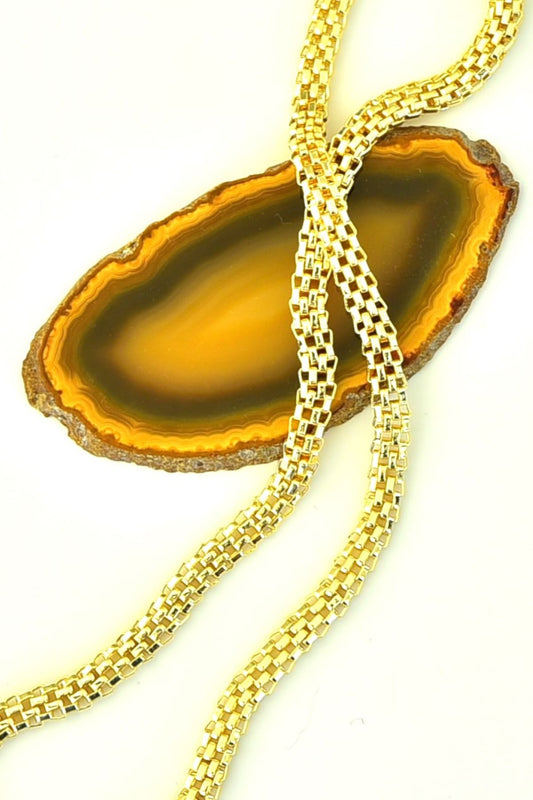 Rhea gul stålkjede, 37 cm + 5 cm, elegant og slitesterkt smykke.