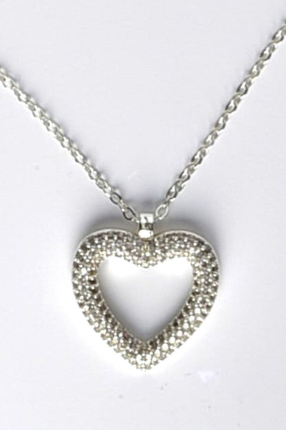 Serenity-hjerte halskjede i sølvfarget stål med zirkonstein, 2,5 cm anheng og justerbar kjedelengde 44 cm + 5 cm