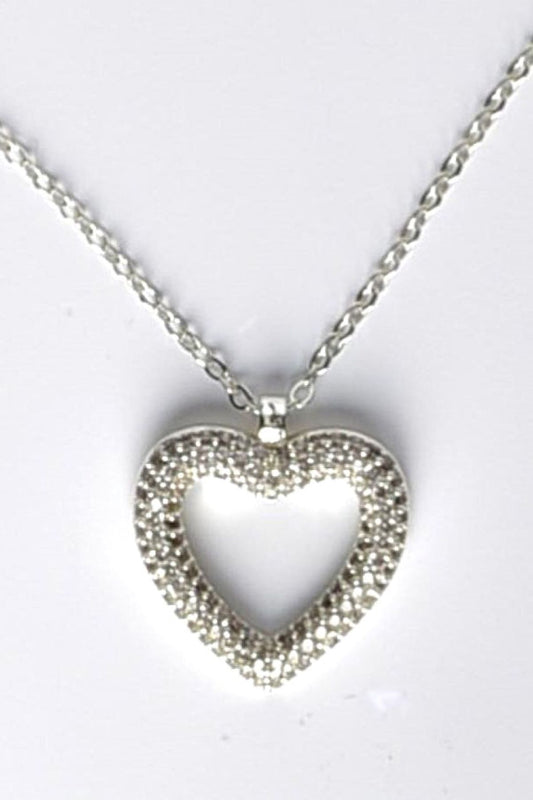 Serenity-hjerte halskjede i sølvfarget stål med zirkonstein, 2,5 cm anheng og justerbar kjedelengde 44 cm + 5 cm