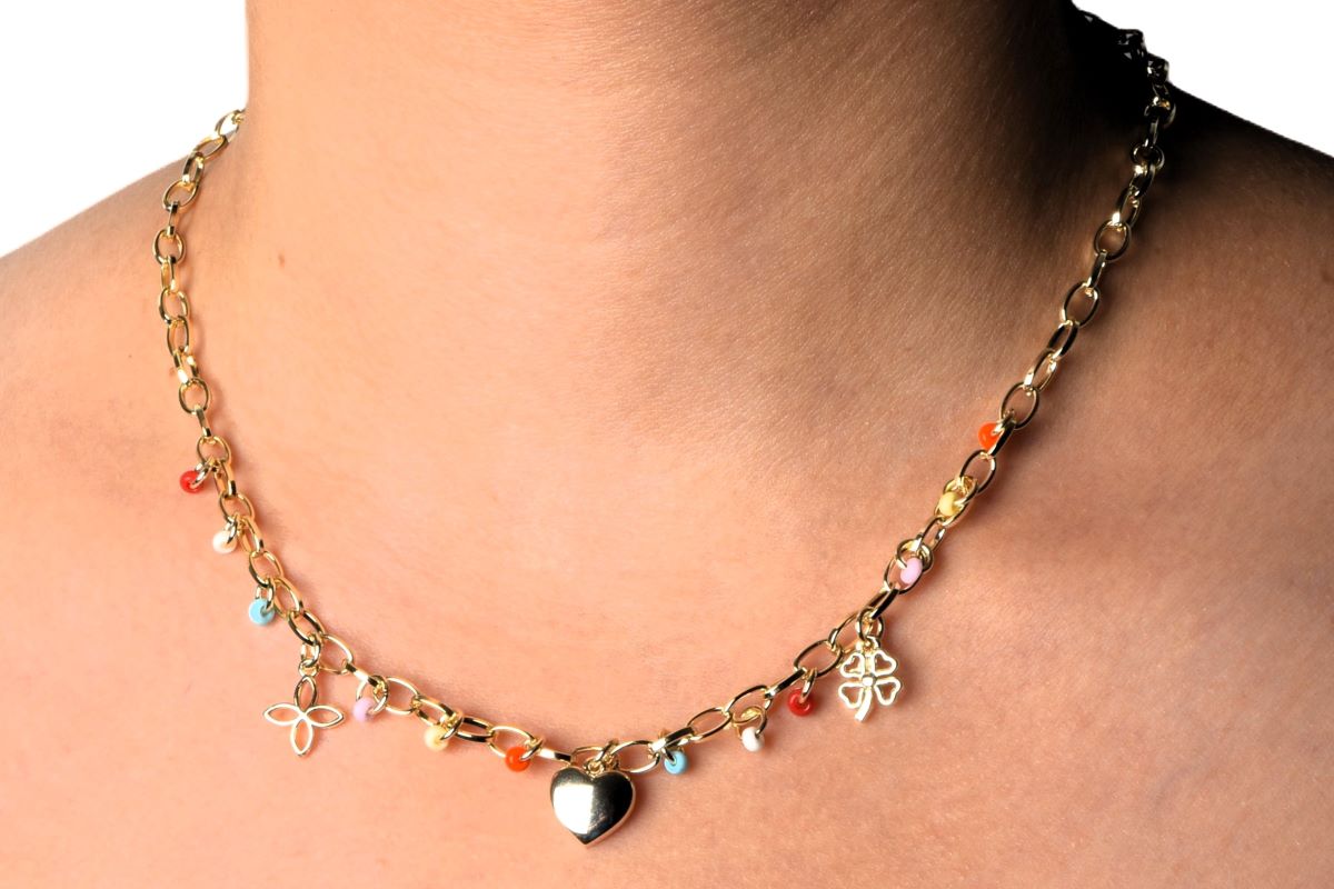 "Venetia kjede i justerbart høykvalitets gullbelagt stål, 38 cm + 5 cm langt."