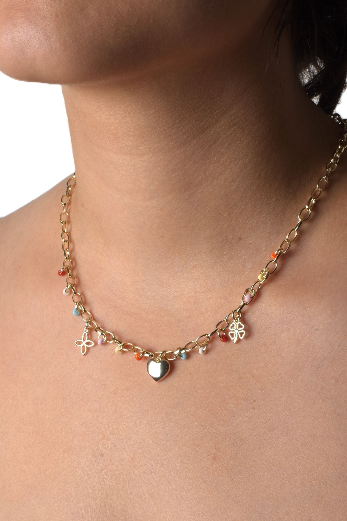 "Venetia kjede i justerbart høykvalitets gullbelagt stål, 38 cm + 5 cm langt."