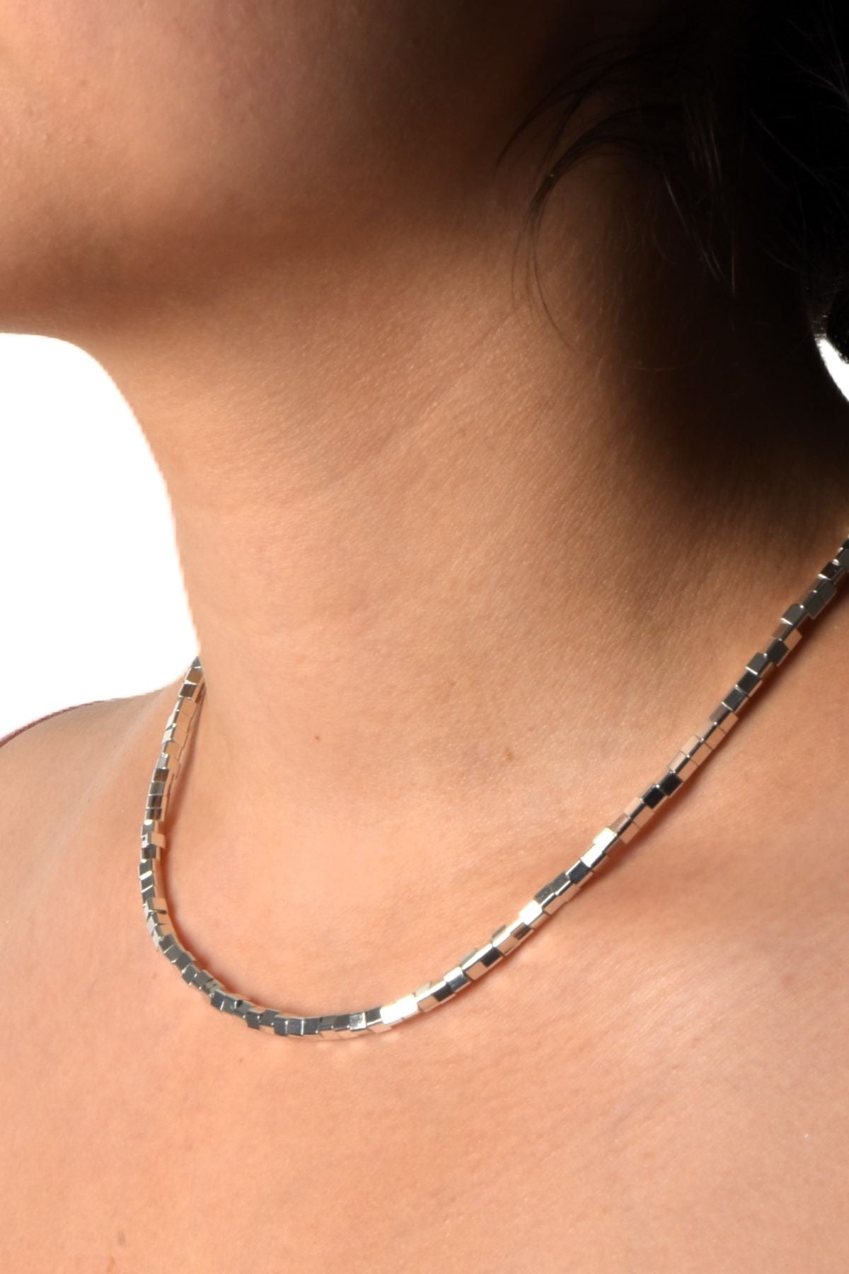 Zenia Sølvfarget Kjede - 40 cm + 5 cm | Moderne Stålsmykke